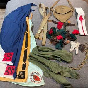 Boy Scout BSA Neckerchiefs Belts Epaulet Socks Slides Etc.  Vintage 60’s 70’s
